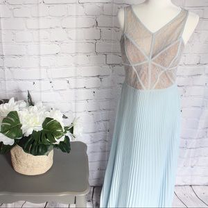 BCBGMAXAZRIA Blue Gown w/ Nude Lace Corset